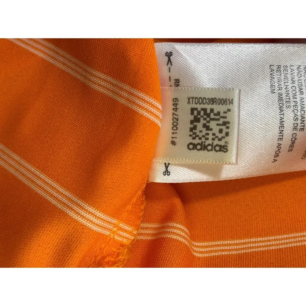 Adidas Puremotion Golf Polo Shirt Mens Size L Striped Orange White Athletic